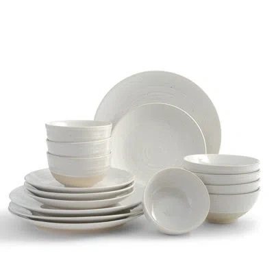 Sango Siterra 16-piece Rustic White Stoneware Dinnerware Set - Service For 4, Plate & Bowl Set