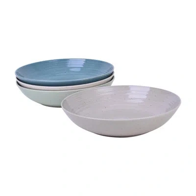 Sango Siterra Artist's Blend Stoneware Soup Bowls Multi Assorted Colors, Dishwasher Safe In Blue;gray;mint