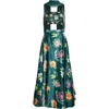 Sani Cai Floral Embroidered Lehenga With Bead Detail Dupatta In Emerald Garden