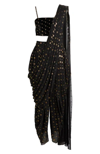 Sani Farah Dhoti & Dupatta Set In Black