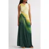 Sani Ruchi Center Ruched Ombré Knit Dress In Sunlit Emerald