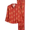 Sani Sher Tiger Print Button-up Shirt & Pants Set In Crimson Tiger