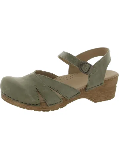 Sanita Margrethe Womens Leather Closed Toe Wedge Sandals In Green