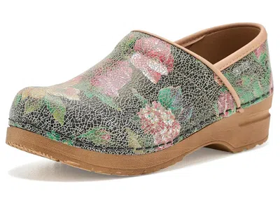 Sanita Plume Women's Slippers Black Floral Print: Eu 37 (us Women's 5.5-6) Medium, Leather In Multi