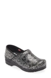 Sanita Rumney Floral Clog In Black/silver
