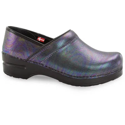 Sanita Women's Avon Iridescent Embossed Slip On Clogs In Black In Multi