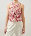 Sanity Style Dione Cross Front Peplum Top In Pink Multi