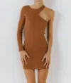 Sanity Style Kerry One Sleeve Dress In Tan
