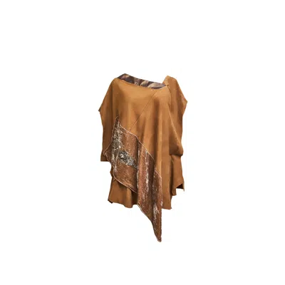 Saniya Khan Women's Black / Gold / Green Saniya Suede Velvet Poncho In Multi