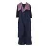 Saniya Khan Women's Blue Deep Purple & Mauve Reversible Denim Duster In Blue