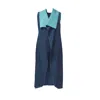 Saniya Khan Women's Blue Deep Turquoise & Navy Reversible Denim Duster