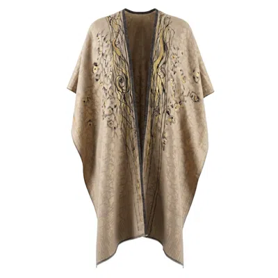 Saniya Khan Women's Golden Beige Hand Painted Cape