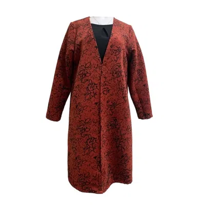 Saniya Khan Women's Red Rust Rose Wool Jacket