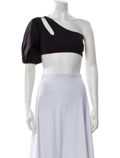 Pre-owned Sanlier One-shoulder Short Sleeve Crop Top W/ Tags In Black