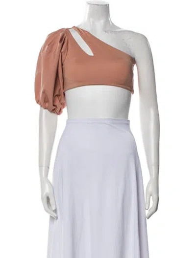 Pre-owned Sanlier One-shoulder Short Sleeve Crop Top W/ Tags In Neutral