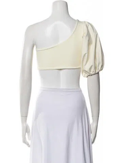 Pre-owned Sanlier One-shoulder Short Sleeve Crop Top W/ Tags In Neutral