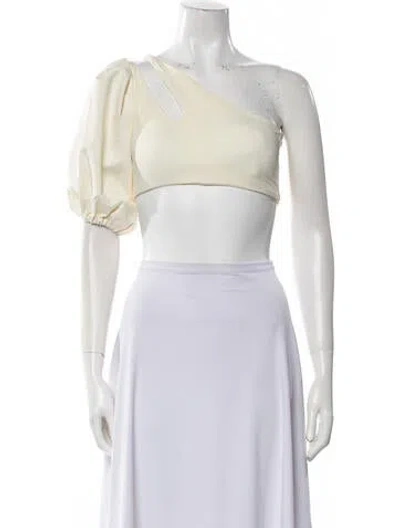 Pre-owned Sanlier One-shoulder Short Sleeve Crop Top W/ Tags In Neutral
