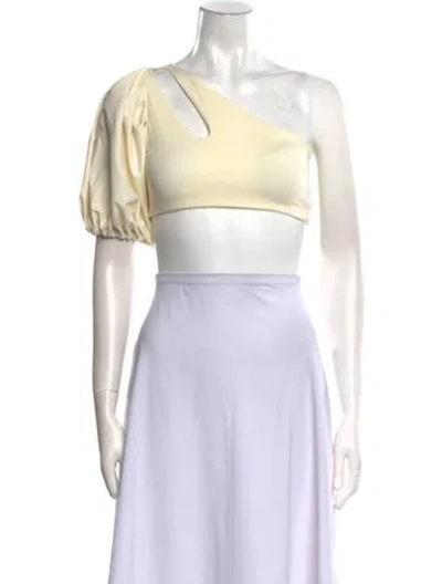 Pre-owned Sanlier One-shoulder Short Sleeve Crop Top W/ Tags In Yellow