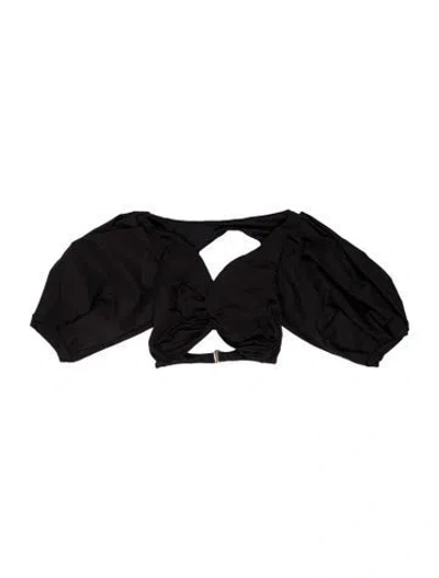 Pre-owned Sanlier Pleated Accents Top In Black