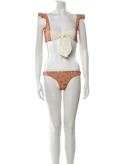 Pre-owned Sanlier Printed Bikini In Neutral