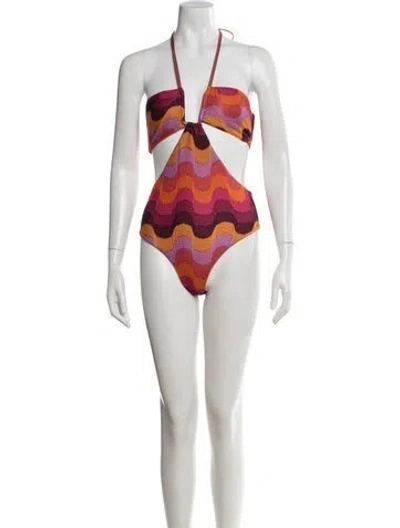 Pre-owned Sanlier Striped One-piece W/ Tags In Orange