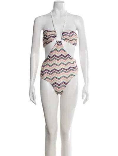 Pre-owned Sanlier Striped One-piece W/ Tags In White