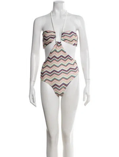 Pre-owned Sanlier Striped One-piece W/ Tags In White
