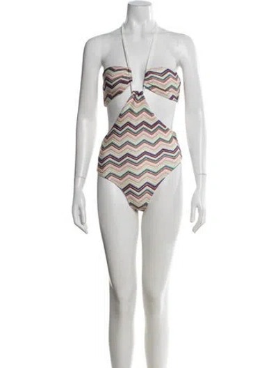 Pre-owned Sanlier Striped One-piece W/ Tags In White