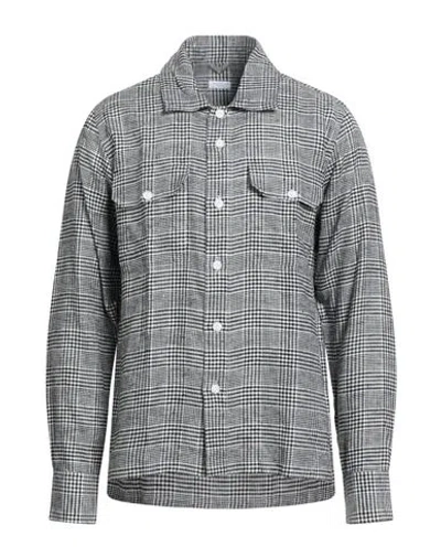 Sannino Napoli Man Shirt Black Size M Linen In Gray