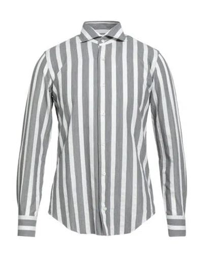Sannino Napoli Man Shirt Grey Size 15 ½ Cotton, Virgin Wool, Linen In Gray