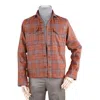 Sannino Napoli Men's Alpaca Overshirt In Orange Plaid In Multi