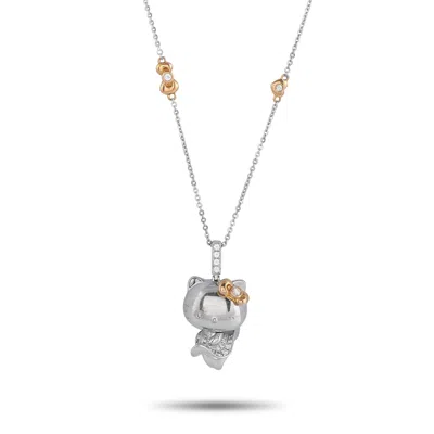 Sanrio Hello Kitty 18k White And Rose Gold 0.57ct Diamond Pendant Necklace Sn23-052825