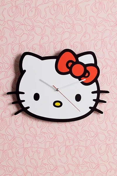 Sanrio Hello Kitty Head Shape Acrylic Wall Clock In Red At Urban Outfitters In White
