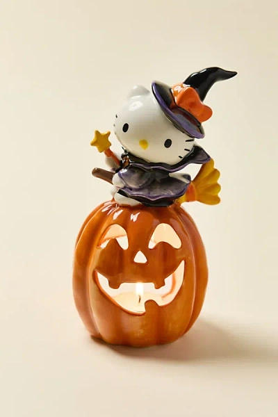 Sanrio Hello Kitty Witch Pumpkin Ceramic Tealight Holder In Orange At Urban Outfitters In Brown