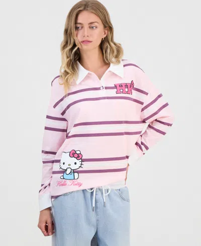 Sanrio Juniors' Hello Kitty Graphic Rugby Shirt In Pink