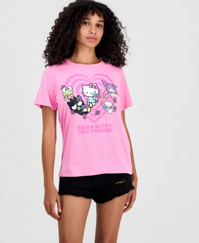 Sanrio Juniors' Hello Kitty Heart Graphic T-shirt In Pink