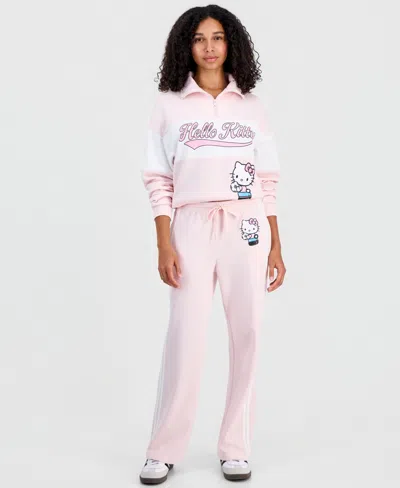 Sanrio Women's Fleece Track Pant Wide-leg Drawstring In Ballet Slipper