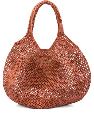 Sans Arcidet Mamabe Raffia Net-weave Tote Bag In Orange