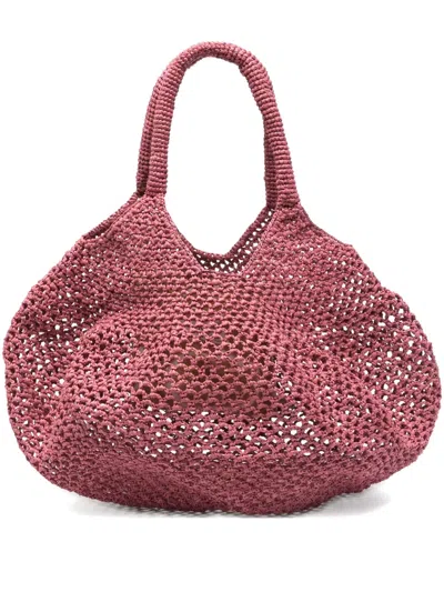 Sans Arcidet Mamabe Raffia Net-weave Tote Bag In Pink