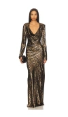 Sans Faff Anna Cowl Evening Dress In Gold