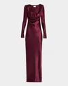 Sans Faff Anna Satin Cowl-neck Evening Gown In Red