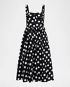 Sans Faff Antibes Polka Dot Poplin Midi Dress In Multi