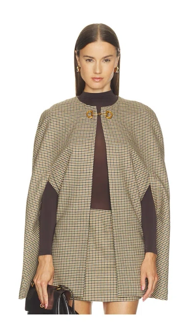 Sans Faff Argyle Cape In Brown Plaid