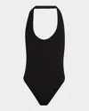Sans Faff Bamboo Halter Bodysuit In Black