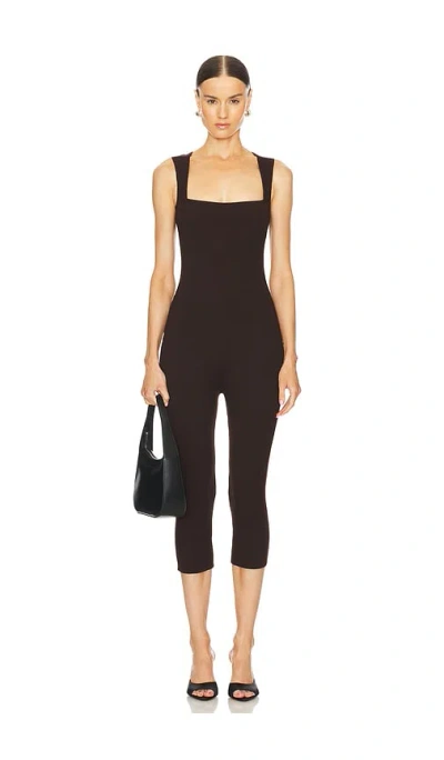 Sans Faff Bell Pedal Pusher Jumpsuit In Brown