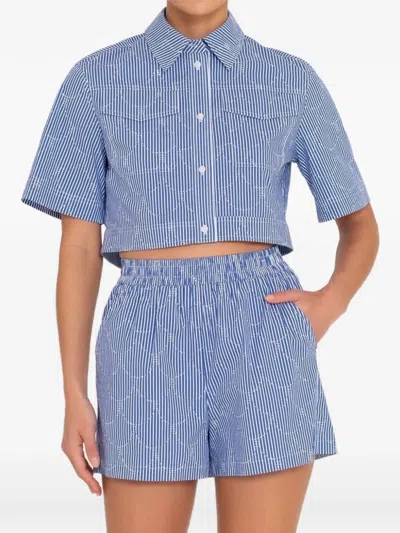 Sans Faff Biarritz Striped Shirt In Blue