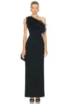 Sans Faff Blair Feather Gown In Black