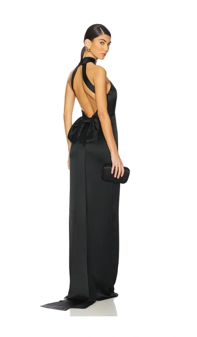 Sans Faff Bristol Bow Evening Dress In Black