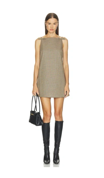 Sans Faff Check Gigi Mini Dress In Brown Plaid