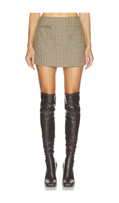 Sans Faff Check Mini Skort In Brown Plaid